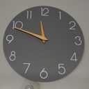 Wall Clock, 10 Inch Wooden Silent Non-Ticking, Decorative Battery Operated Wall Clocks for Bedroom, Kitchen, Home, Living Room, Office, School, Hotel (Gray)