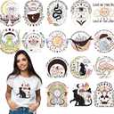 Mystical DTF Transfers Ready to Press - 16 Sheets Heat Transfers Patches Iron On Decals Stickers with Butterfly Mushroom Flowers Cat Designs for T Shirts Canvas Backpacks DIY Crafts