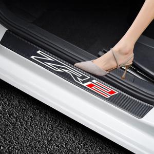 4Pcs Door Sill Plate Protectors Compatible with Silverado Colorado ZR2 Car Accessories, Carbon Fiber Leather Door Sill Stickers for Car Auto Accessories (zr2)