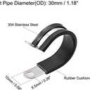 UXCELL 1-3/16" (30mm) Stainless Steel Rubber Cushioned Insulated R Shape Metal Clamp 5 Pcs
