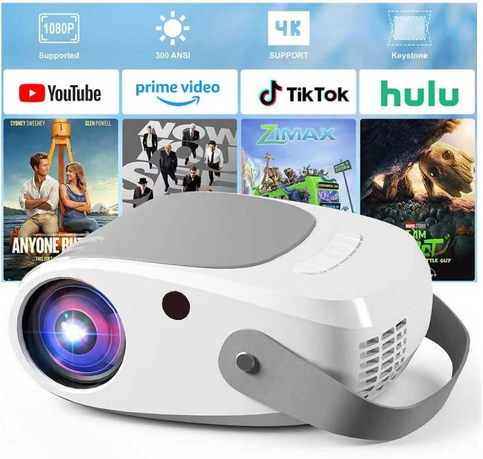 Mini Projector, 15000LM Portable Movie Projector for Bedroom, Real 720P Home Theater Supports 1080P, 3-Layer Glass Lens Projector for iPhone/TV Stick/PS5, Indoor & Outdoor Use