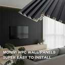 Black Wall Panels for Interior Decor 96x6.6in 8Pack WPC Wall Panel Waterproof Matte Finish Black 3D Accent Wall for Living Room Bedroom Hall Office, 33.6 sq.ft Coverage Slat Wall Paneling