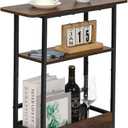 Narrow Side Table for Small Spaces, 3-Tier Small End Table with Storage Shelf and Magazine Holder, Slim and Skinny Nightstand for Bedroom, Living Room Sofa Table for Space Saving, Brown, 22 x 7.8 x 26.5 inches