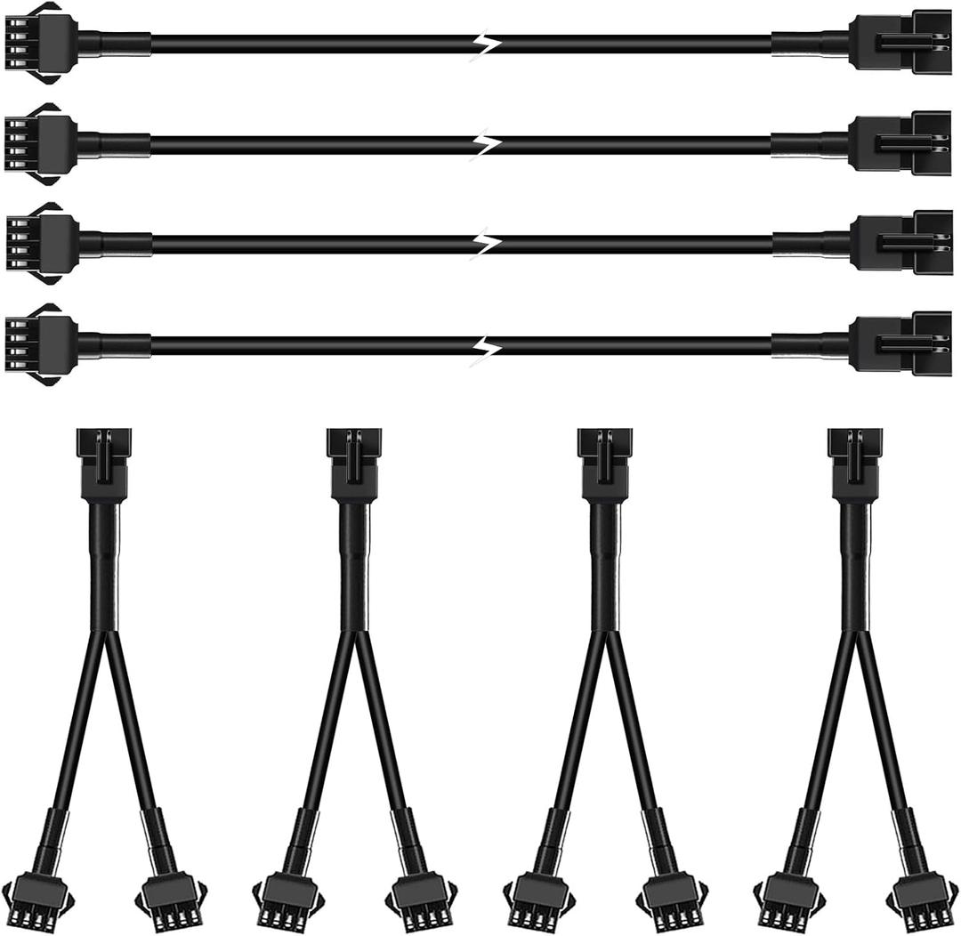 4PCS 40 inch 4Pin Extension Cords and 4PCS 2-Way Splitters for LED Motorcycle ATV Trikes Golf Car Light Multi-Color Neon Strip Trucks Rock Lights