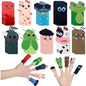 Outus 30 Pcs 10 Styles Passover Finger Plagues Puppet Kit Felt Plagues Finger Puppets for Pesach Seder Celebration Festival Party Supplies
