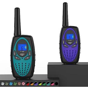 Topsung Walkie Talkies Long Range, M880 FRS Two Way Radio for Adults with Mic LCD Screen/Resistance Wakie-Talkies with Noise Cancelling for Men Women Outdoor Adventures Cruise Ship (Blue and Violet)