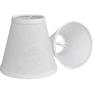 Double Mini Small White Barrel Lamp Shades Clip On Bulb, TOOTOO STAR Barrel Fabric Lampshade for Table Chandeliers Wall Floor Lamp Replacement, 3x6x5 Inch, Set of 2 (White 2 PCS Pack)