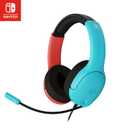 PDP Gaming LVL40 Airlite Stereo Headset for Nintendo Switch/Lite/OLED - Wired Power Noise Cancelling Microphone, Lightweight Soft Comfort On Ear Headphones (Mario Neon - Red & Blue)