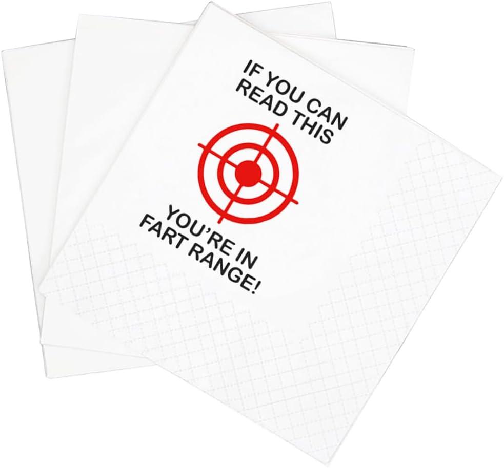 SharkBliss Funny Sarcastic Quotes Cocktail Napkins, 100 Pack If You Can Read This You Re In Fart Range Dad Joke Hilarious Quote Cocktail Napkins For Bachelor Birthday Party 2-Ply, 5x5" (Fart Range)