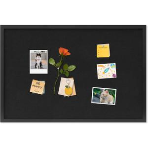 Cork Board with Linen Black,Bulletin Board 30"x20",Corkboards for Office Home School Message Board or Vision Board Decoration.