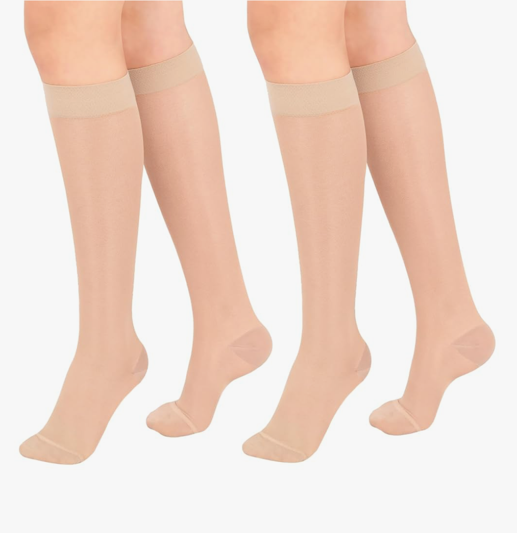 15-20mmHg Knee High Sheer Compression Socks, Compression Socks for Women, Medical Compression Stockings for Teachers, Nurses, Traveler M