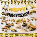 Construction Party Supplies Dump Truck Party Decorations Set with caution tape, construction pennant flags, Happy Birthday Banner, Vehicle Banner for Kids Birthday Party