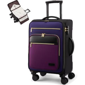 LOVEVOOK Carry on Suitcase 22x14x9 Airline Approved,20 inch Lightweight Waterproof Suitcases with 360° silent swivel wheels, TSA Lock and Compartment, travel Suitcase Black-violet-indigo-Purple, 20 inch with garment compartment