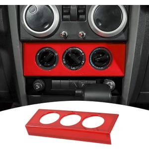 JeCar Air Conditioning Switch Knob Panel Cover Trim Fit for 2007-2010 Jeep Wrangler JK JKU Interior Accessories (Red)