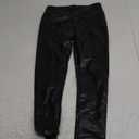 Tagoo Women's Stretchy Faux Leather Leggings Pants, Sexy Red High Waisted Tights (Large, Black)