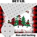MEHOFOND 4pcs Christmas Shower Curtain Sets Merry Christmas Shower Curtain Set Red Buffalo Plaid Bathroom Sets with Shower Curtain and Rugs Toilet Lid Cover and U Shape Mat Washable 72"x72"