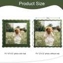 12x12 Picture Frame with Mat for 10x10, Wavy Edge Wooden Real Glass Photo Frame for Wall Hanging, Green, 1 Pack