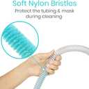 Vive CPAP Tube Cleaning Brush - Stainless Steel Cleaner for Mask and Pipe - Wire Bristle Solution - for 7 Foot Hose and 22 mm Diameter - Portable, Flexible and to Easily Clean Standard Tubing Kit (Teal)