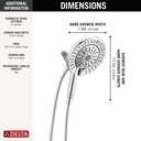 Delta 6-Setting In2ition 2-in-1 Dual Shower Head with Handheld High Pressure ProClean Spray, Chrome Detachable Shower Head with Hose, 1.75 GPM Flow Rate, Chrome 75655