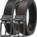 CHAOREN Boys Belt, Most Size Kids 1 1/4" Dress Reversible Belt for Youth - One Leather Belt Two Style (Large, Black/Dark Brown)
