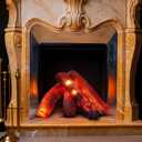 Tuanse 4 Pcs 8.7 in Flameless Fake Fire Log Light Realistic Fireflame Camping Decoration Flameless LED Light Gas Logs for Indoor/Outdoor Gas Fire Pits, Fireplace Home Winter Party Decor