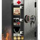 2026 35-Min 1700F Fire Proof Safe for Home Documents, 23.7" Tall 43Lbs Fireproof Safe Box, Alarm System, LED Light, Wall Mount Fire Safe for Closet Bedroom, Safes for Home Use Fire Waterproof