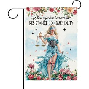 When Injustice Becomes Law Resistance Becomes Duty Garden Flag
Feminist Social Justice Goddess Small Yard Outside Decoration, Human Rights Equality Floral Outdoor Home Decor Double Sided