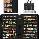 Extra Large Pin Display Book for Collectors,Portable 3 Ring Binder,Double Sided Felt Pages,Holds 300+ Pins & 50 Patches, Detachable Organizer (Black)