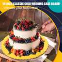 Dandat 50 Pcs 14 Inches Gold Cake Boards Round Cake Base Disposable Pie Plate Bulk Sturdy Circle Cardboard Scalloped Base for Birthday Decorating New Year Displaying Cakes Pizza Pie
