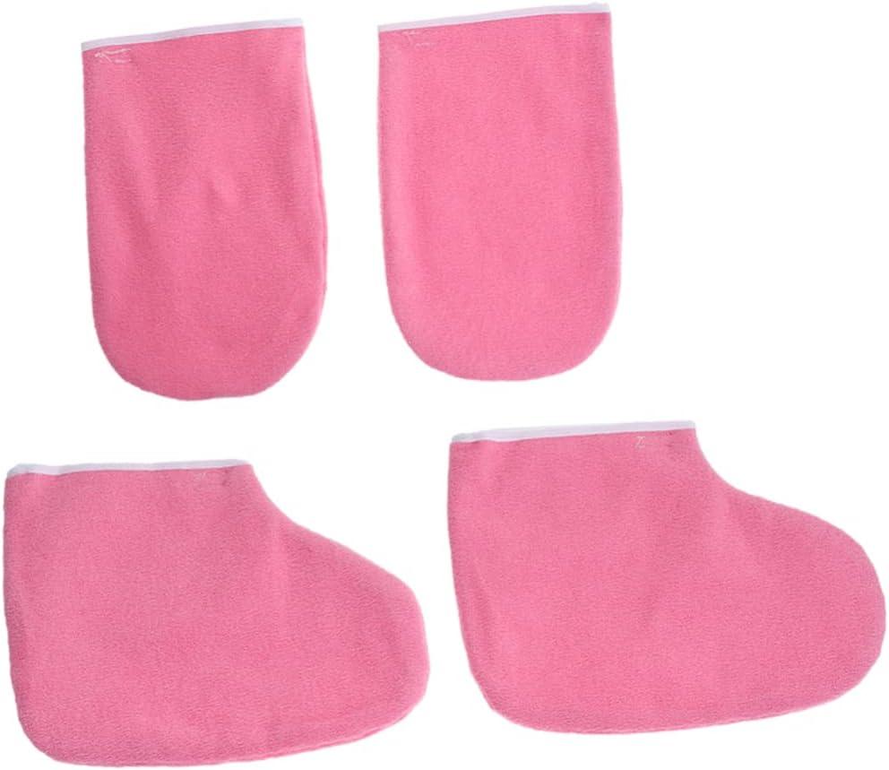 2pairs Paraffin Wax Mitts and Booties for Nail Care Moisturizing Cloth Gloves Heat Retention for Manicure and Pedicure Treatments Color