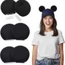 6Pcs Magnetic Mouse Ears for Hats, Mouse Ears Magnetic Ears for Caps Detachable Ear Clips, Hat Accessories Decor Gift for Baseball Caps, Trucker Hats, Hoodies Black