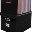 File Organizer Box with Folder, 25 Pockets Accordion File Organizer with Colored Labels, Upgraded & Portable File Folders for Home, Office, School, Black