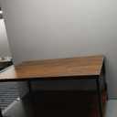 SENIG Small Brown Rectangle Wood and Metal Coffee Table with Storage Shelf for Small Living Rooms (31.5in)