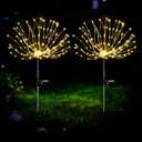 Solar Garden Lights Outdoor Waterproof (2 Pack),Solar Landscape Lighting,300LED Firework Lights for Garden, Pathway, Party & Christmas,Warm White