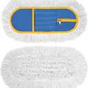 16 Inch Commercial Dust Mop Replacement Heads, 2 Pack Heavy Duty Industrial Cotton Mop Refill Pads Washable for Hardwood Vinyl Laminate Floors Kitchen Warehouse Courtyard Cleaning,Blue