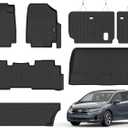 Floor Mats & Trunk Liner & Backrest Mat for Honda Odyssey 2026 2025 2024 2023 2022 2021 2020 2019 2018All-Weather, Stain-Resistant Car Floor Liners, Accessory for Honda Odyssey (Black)