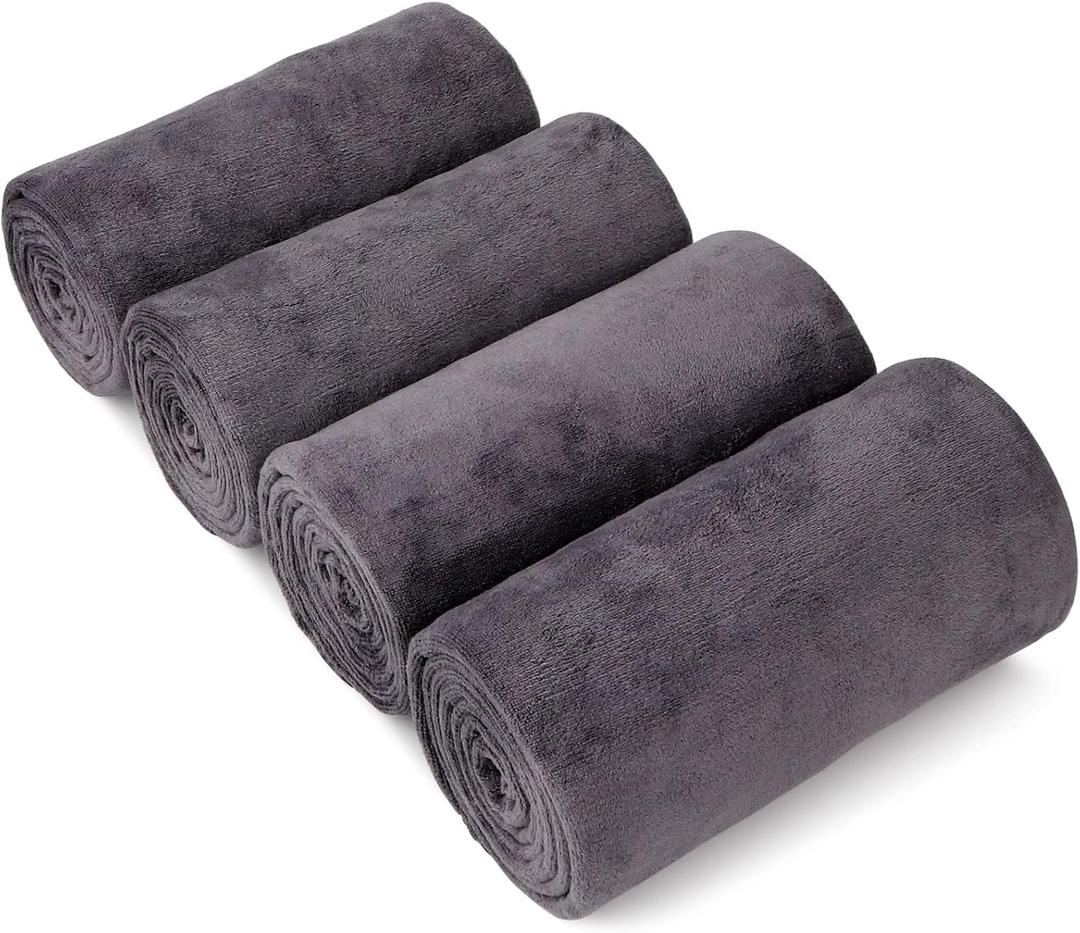 Orighty Bath Towel Pack of 4 - Soft Feel Grey Bath Towel Sets, Highly Absorbent Microfiber Towels for Body, Quick Drying, Microfiber Towels for Sport, Yoga, SPA, Fitness, (27 x 54) (4 Pack Bath Towels, Dark Grey)