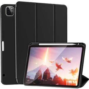 SIWENGDE Case for iPad Pro 11 Inch 4th/ 3rd/ 2nd Generation 2022/ 2021/ 2020 with Pencil Holder [Support iPad 2nd Pencil Charging] Slim Trifold Stand Smart Protective Cover, Auto Wake/ Sleep(Black)