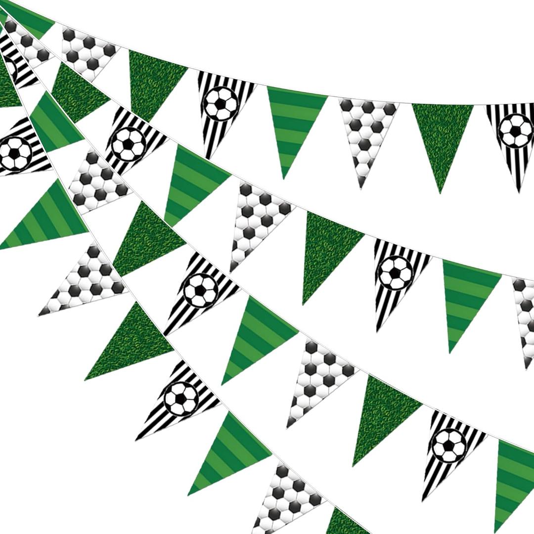 4 Pcs 52 Ft Soccer Party Decorations Soccer Banner Pennant Soccers Garland Triangle Flags Sports Party Decorations for Party Supplies Hanging Decoration
