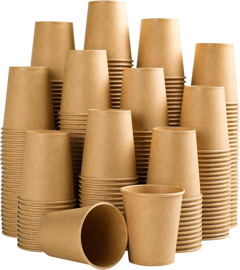 Clawsoff 300 Pack 5 oz Paper Cups, Disposable Kraft Bathroom Cups 5 Ounce, Espresso Coffee Hot/Cold Beverage Cups for Home, Kitchen, Party