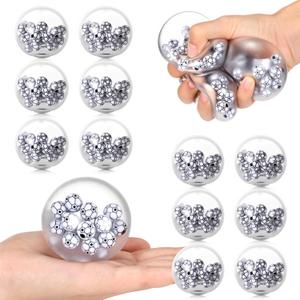 Shappy 12 Pcs Soccer Stress Relief Balls 2.36 Inch Acrylic Beads Fidget Stress Ball Sensory Toy Bulk Toy for Adults Asmr Therapy Toys for Gifts, Soccer Party Favors Fidget Anxiety Anger (Black, White)