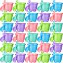 Sosation 60 Pcs Sand Buckets Bulk for Kids Easter Sand Buckets and Shovels for Kids 5.5 Inch Plastic Beach Pails Toys for Girls Boys Gift Party Favor, 5 Assorted Colors(Bright Color)