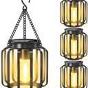 TomCare Solar Lights Outdoor 4 Pack Metal Solar Lanterns Outdoor Waterproof, Hanging Solar Lantern Lights for Patio Yard Porch Garden Decor, Warm White