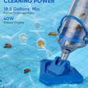 Cordless Pool Vacuum with Telescopic Pole, 18.5 GPM Powerful Suction, 1.5H Supercharge Technology, Handheld Rechargeable Pool Vacuum Cleaner for Above Ground/Inground Pools, Hot Tubs, Spas (Deep Blue)