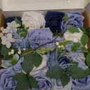 Ling's Moment Fake Flowers Box, Artificial Faux Greenery Stems Silk Leaves Foam Rose for Wedding Bouquets Centerpieces Table Decorations Backyard Floral Arrangement, Dusty Blue & Ivory, Grand Combo