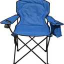 Folding Camping Chair with Cooler - Includes Cup Holder and Accessories Sleeve - Comes with Carry Bag for Easy Transport (Blue)