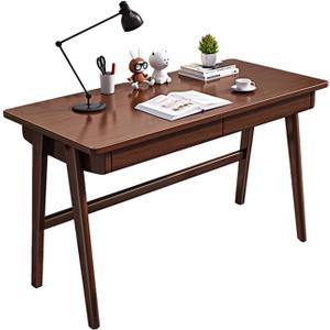 Wood Writing Desk with 2 Drawer,Home Office Desk for Small Spaces Study Desk PC Table Workstation (Walnut, 39.4x23.6x29.5)