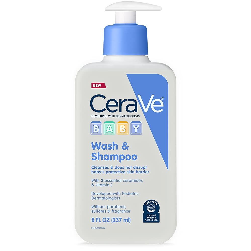 CeraVe Baby Wash & Shampoo, Fragrance, Paraben, & Sulfate Free Shampoo for Tear-Free Baby Bath Time, 8 Ounce (8 Fl Oz (Pack of 1))