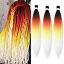 Pre Stretched Braiding Hair Extensions 30 Inch 3 Packs Crochet Twist Braids Hair High Temperature Synthetic Fiber Braid Hair Hot Water Setting30",Black-Red-Yellow-White
