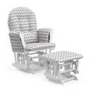 Storkcraft Premium Hoop Glider & Ottoman (White/Gray Chevron)  GREENGUARD Gold Certified Nursery Glider, Solid Wood Craftsmanship, Smooth-Gliding Nursery Chair and Ottoman, Award-Winning